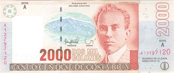 Costa Rica - 2000 Colones - P-265 - 1997 dated Foreign Paper Money